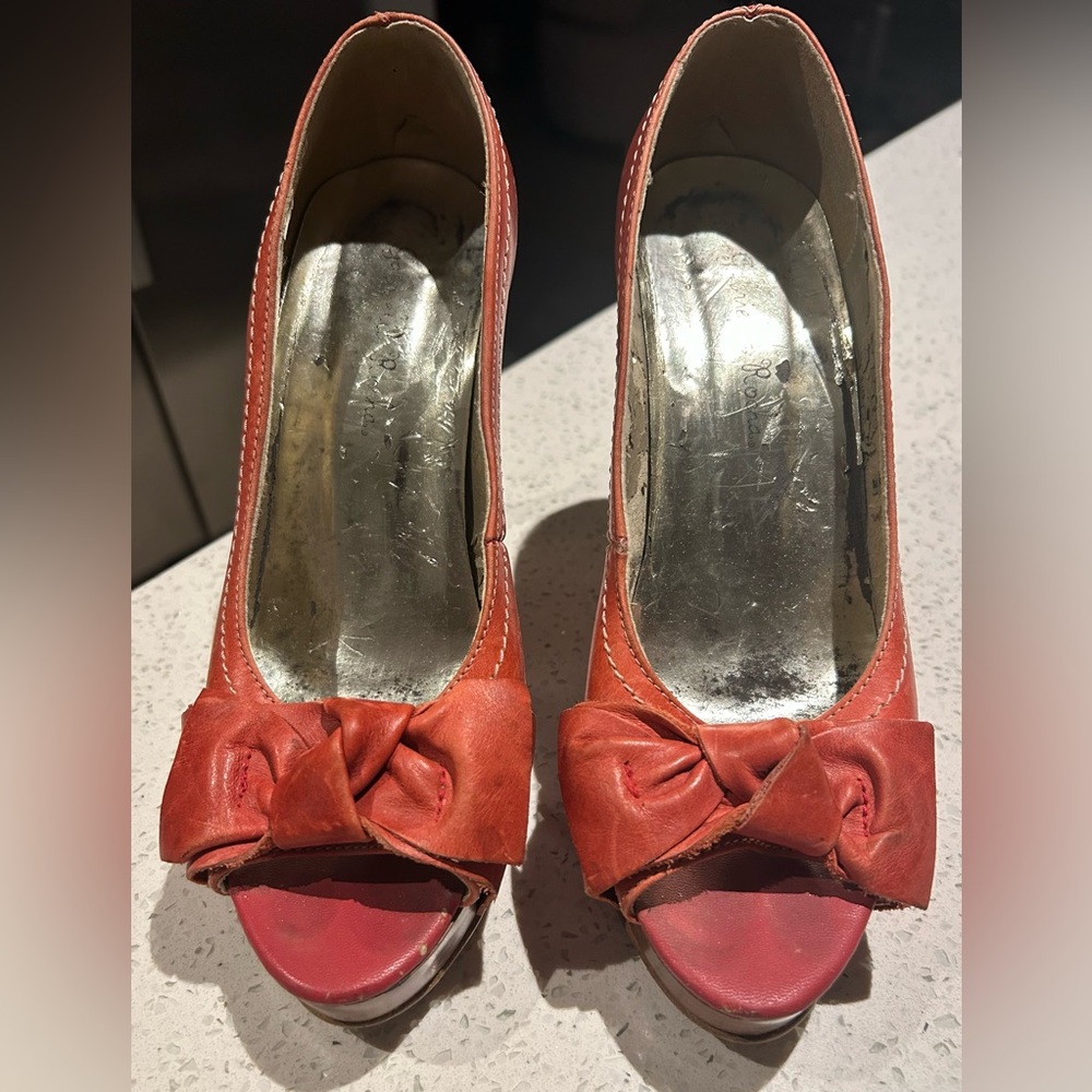 Gabriella Rocha Red Leather High Heels - Picture 4 of 9